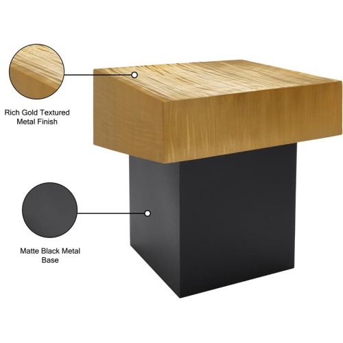Meridian Furniture Palladium Textured Metal End Table in Gold