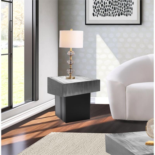 Meridian Furniture Palladium Textured Metal End Table in Chrome