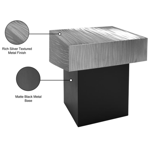Meridian Furniture Palladium Textured Metal End Table in Chrome