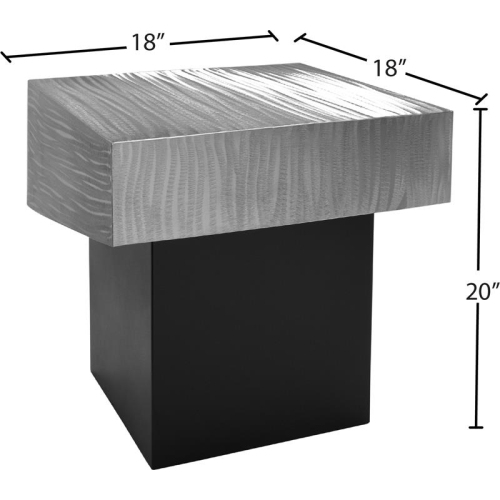 Meridian Furniture Palladium Textured Metal End Table in Chrome