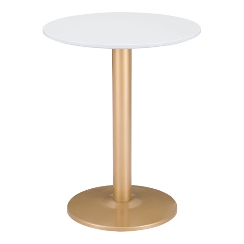 ZUO  Alto Modern Steel Metal And Mdf Bistro Table In White/gold