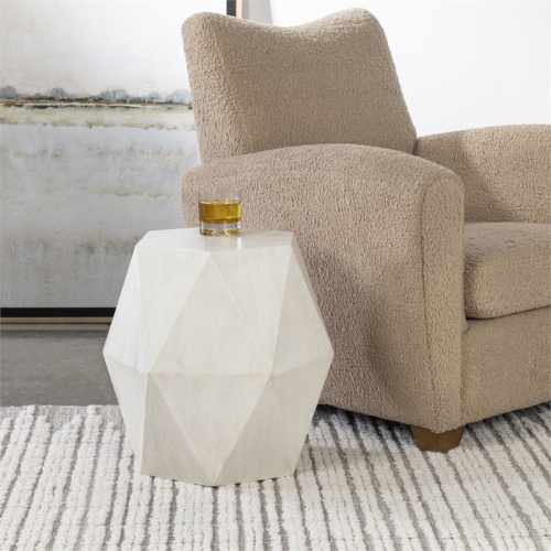 Uttermost Volker Contemporary Wood Geometric Accent Table in White
