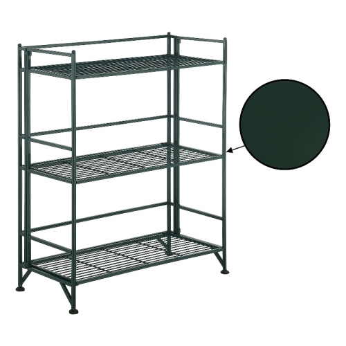 CONVENIENCE CONCEPTS  Xtra Storage Three-Tier Wide Folding Metal Shelf With Metal Frame In Green