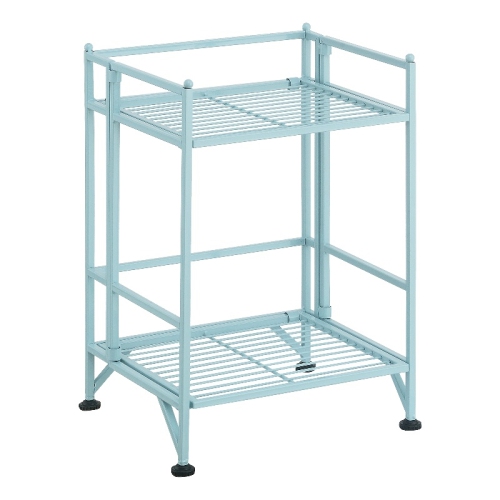 CONVENIENCE CONCEPTS  Xtra Storage Two-Tier Folding Metal Shelf With Seafoam Metal Frame In Blue
