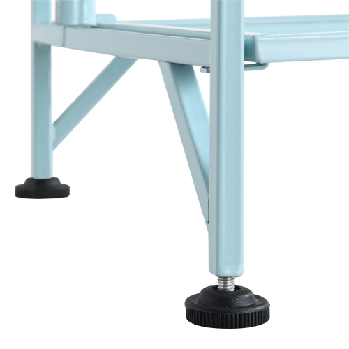 Xtra Storage Three-Tier Folding Metal Corner Shelf with Seafoam Blue Metal Frame