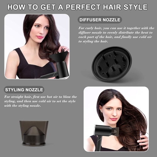 A|M Beauty Diffuser Hair Dryer Blow Dryer, 1800W Travel for Hotel, Powerful Portable Compact Blow Dryer, Fast Drying, No Heat Damage, Lightweight,