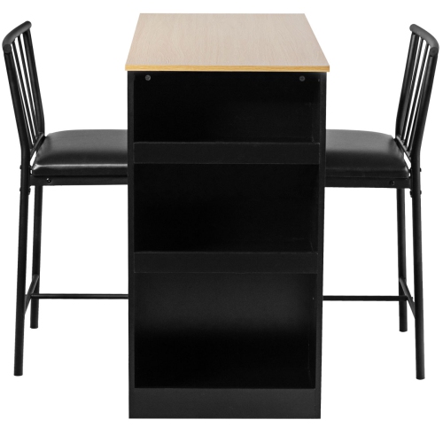 Topbuy 3-Piece Counter Table Set Bar Pub Dining Table Set with 3 Side Storage Oak/Brown