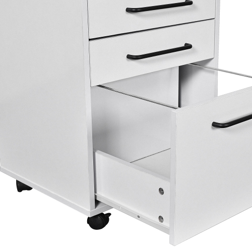 White 3 Drawers 23" Deep Wood Mobile Filing Cabinets , Office Storage File Cabinet Storage Cart with 4 Casters for Letter Sized Documents