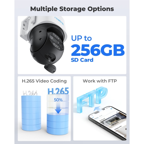 Caméra de sécurité PTZ Reolink avec suivi automatique, objectifs grand-angle et téléobjectif, double vue, Ultra HD 4K 8 Mpx, Wi-Fi bibande