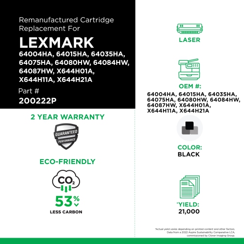 Clover Imaging Group Remanufactured Black Toner Cartridge for Lexmark T640/T642/T644/X642/X644/X646 -