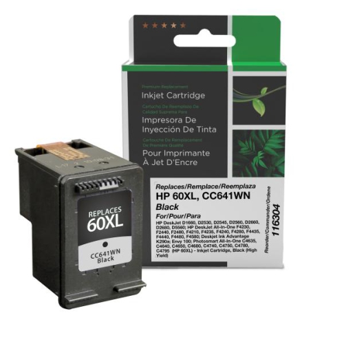 CLOVER IMAGING  Remanufactured High Yield Black Ink Cartridge for HP 60Xl (Cc641Wn)