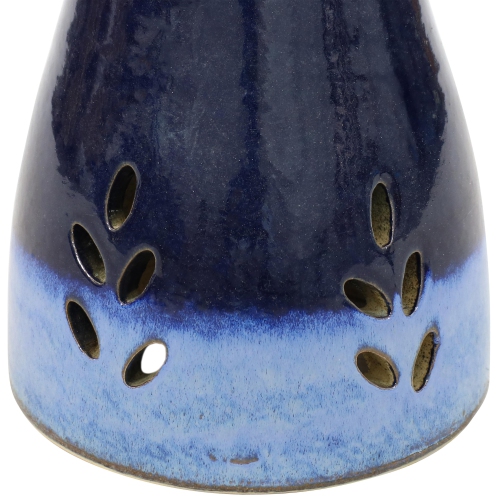 Sunnydaze Classic Duo-Tone Cut-Out Ceramic Bird Bath - 20.5 in - Dark Blue