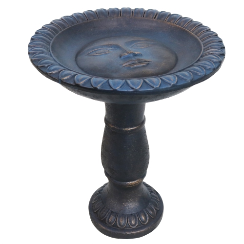 Sunnydaze Facade du Soleil Reinforced Concrete Bird Bath - 26 in - Blue