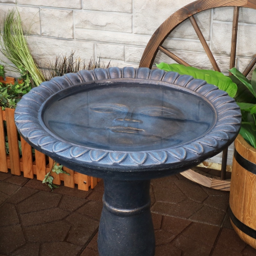 Sunnydaze Facade du Soleil Reinforced Concrete Bird Bath - 26 in - Blue