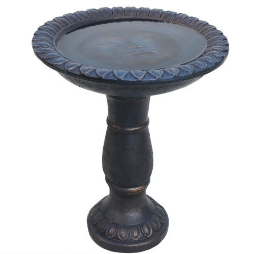 Sunnydaze Facade du Soleil Reinforced Concrete Bird Bath - 26 in - Blue