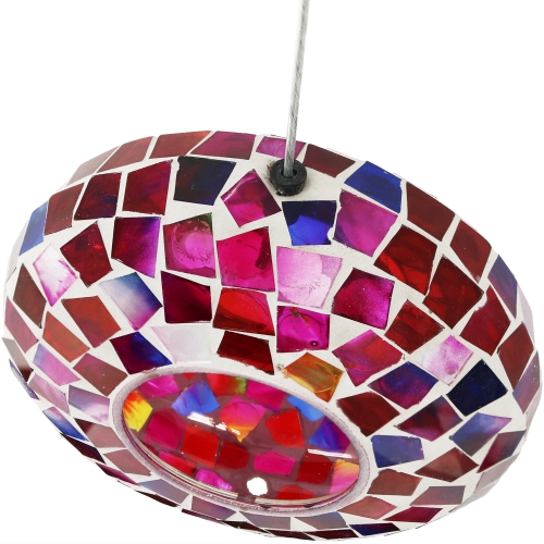 Sunnydaze Glass Crimson Mosaic Fly-Through Hanging Bird Feeder - 6 in