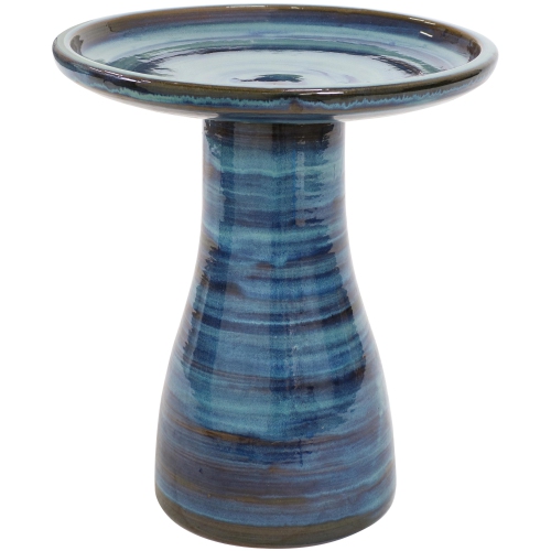 SUNNYDAZE DECOR  Sunnydaze Elegant Glazed Ceramic Bird Bath - 20.5 In - Galaxy In Blue Love!