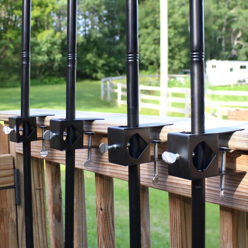 Sunnydaze Outdoor Torch Deck Clamp Holder - Black - Set of 4