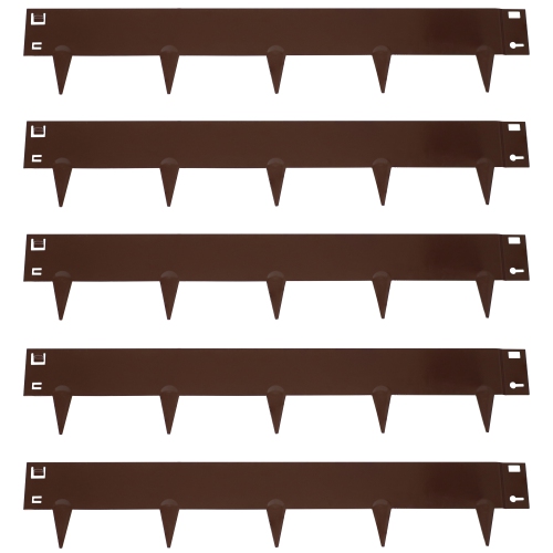 Sunnydaze 5-Piece Steel Garden Border Fence Set - 16 ft - Brown