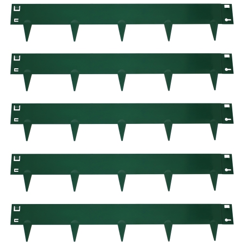 Sunnydaze 5-Piece Steel Garden Border Fence Set - 16 ft - Green