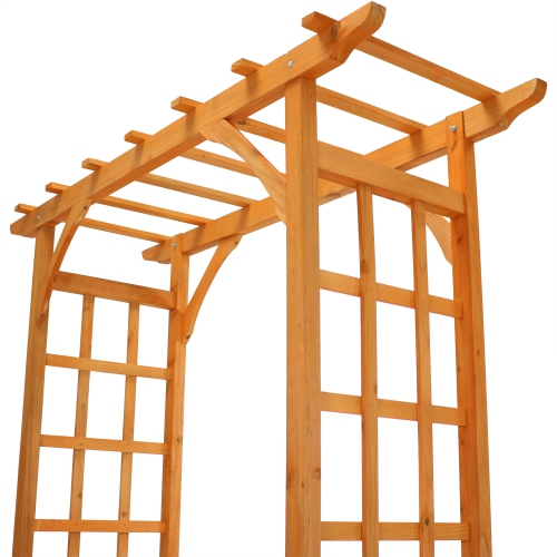 Sunnydaze Wooden Fir Arbor Weatherproof Arched Garden Walkway - 78 in