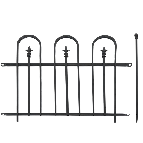 Sunnydaze 2-Piece Strasbourg Steel Garden Border Fencing - 6 ft - Black