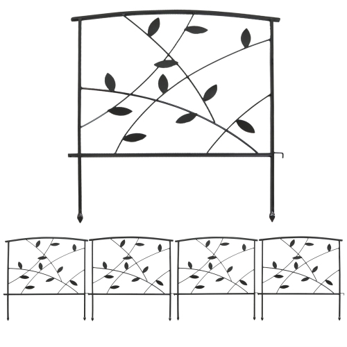 SUNNYDAZE DECOR  Sunnydaze 5-Piece Modern Leaves/vines Steel Border Fencing - 6 Ft - In Black great product