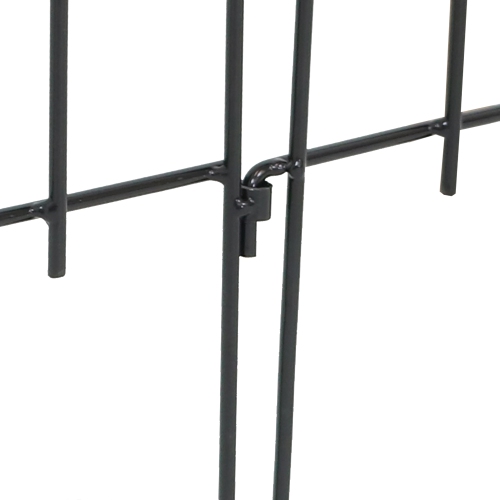 Sunnydaze 5-Piece Bayonne Steel Finial Garden Border Fencing - 8 ft - Black