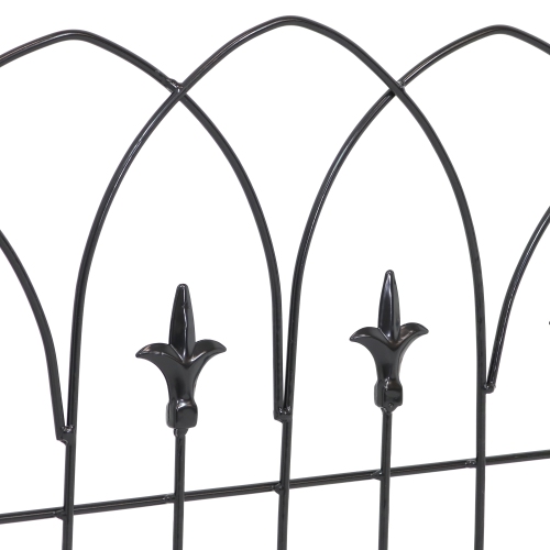 Sunnydaze 5-Piece Bayonne Steel Finial Garden Border Fencing - 8 ft - Black
