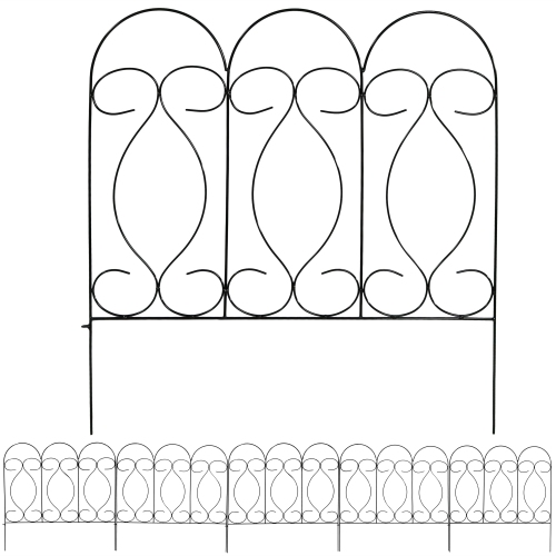 Sunnydaze 5-Piece Traditional Iron Garden Border Fencing - 10 ft ...