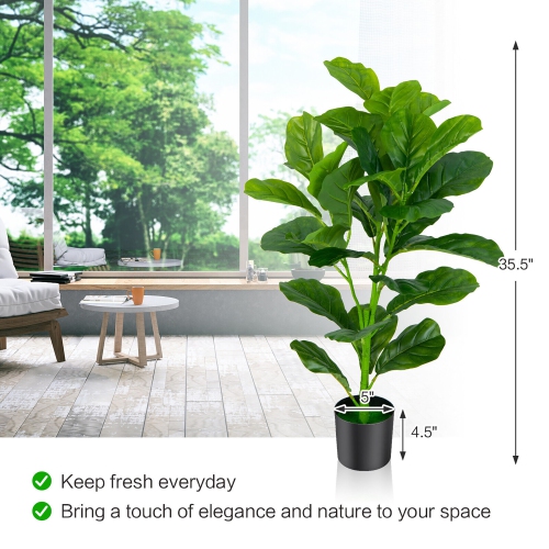 Gymax Artificial Tree 2-Pack Artificial Fiddle Leaf Fig Tree for Indoor and Outdoor