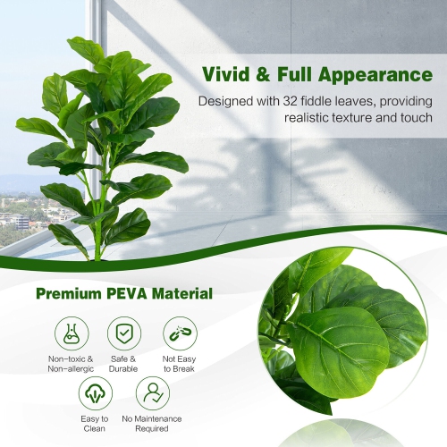 Gymax Artificial Tree 2-Pack Artificial Fiddle Leaf Fig Tree for Indoor and Outdoor