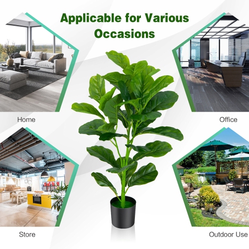 Gymax Artificial Tree 2-Pack Artificial Fiddle Leaf Fig Tree for Indoor and Outdoor