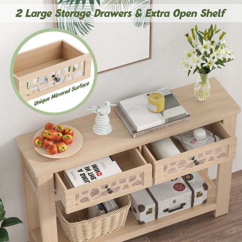 Gymax 2-tier Console Entryway Table w/ Drawers for Living Room Entrance Rustic