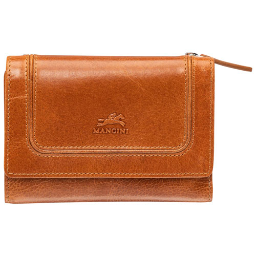 Mancini South Beach RFID Genuine Leather Tri-fold Medium Wallet - Tan