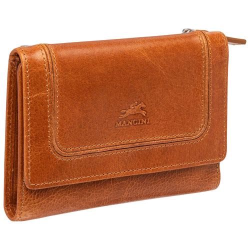 Mancini South Beach RFID Genuine Leather Tri-fold Medium Wallet - Tan