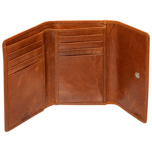 Mancini South Beach RFID Genuine Leather Tri-fold Medium Wallet - Tan