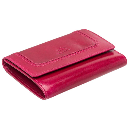 Mancini South Beach RFID Genuine Leather Tri-fold Medium Wallet - Pink