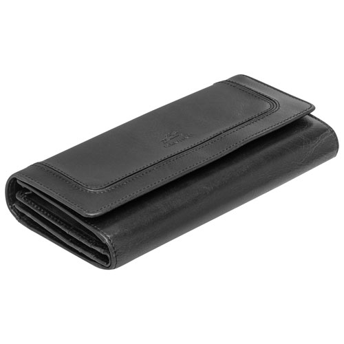 Portefeuille RFID à quatre volets en cuir véritable South Beach de Mancini - Noir