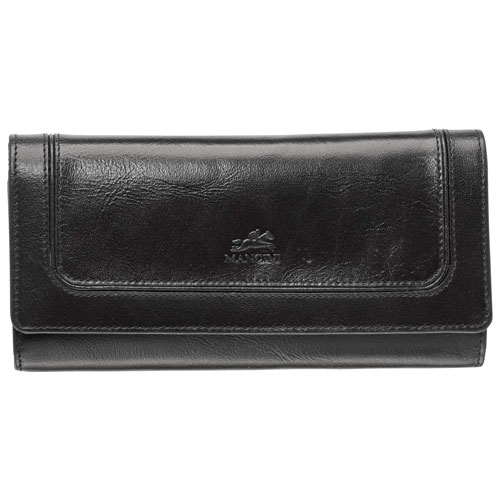 Mancini South Beach RFID Genuine Leather Tri-fold Wallet - Black