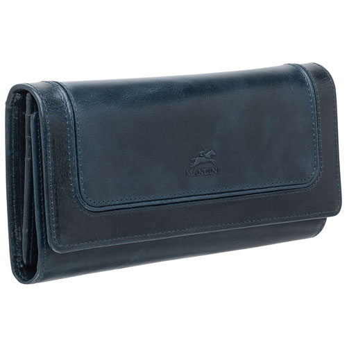 Mancini South Beach RFID Genuine Leather Tri-fold Wallet - Blue