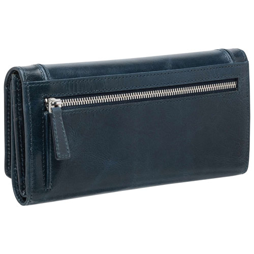 Mancini South Beach RFID Genuine Leather Tri-fold Wallet - Blue