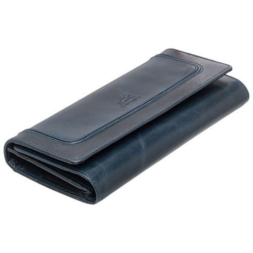 Mancini South Beach RFID Genuine Leather Tri-fold Wallet - Blue