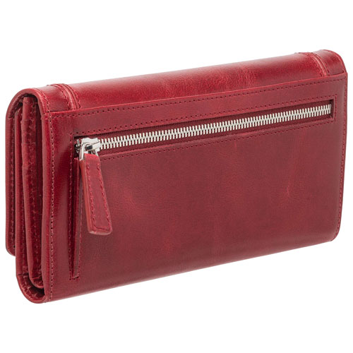 Mancini South Beach RFID Genuine Leather Tri-fold Wallet - Red