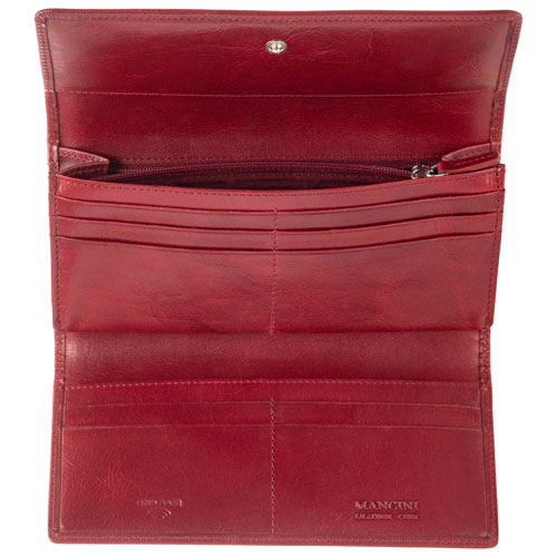 Mancini South Beach RFID Genuine Leather Tri-fold Wallet - Red