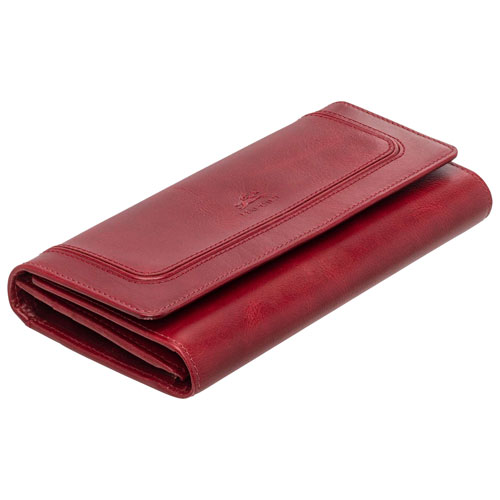 Mancini South Beach RFID Genuine Leather Tri-fold Wallet - Red