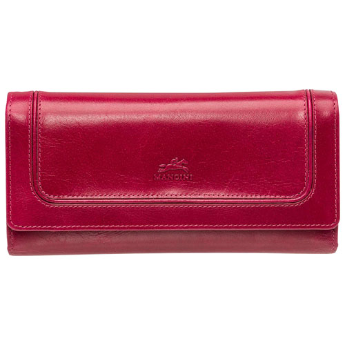 Portefeuille RFID à quatre volets en cuir véritable South Beach de Mancini - Rose