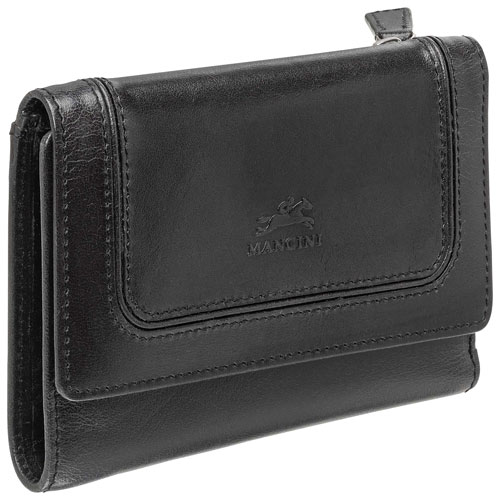 Mancini South Beach RFID Genuine Leather Tri-fold Medium Wallet - Black