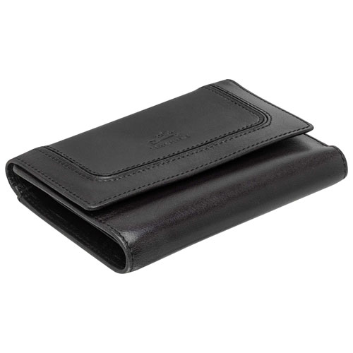 Mancini South Beach RFID Genuine Leather Tri-fold Medium Wallet - Black