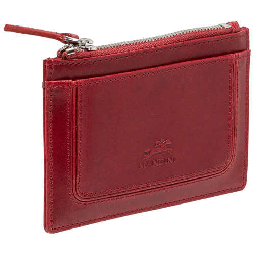 Mancini South Beach RFID Genuine Leather Card Holder Card Case - Red